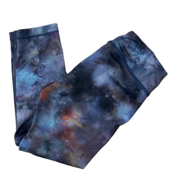 ATHLETA GIRL Capri Leggings Youth M Blue Multi-Color Galaxy Tie-Dye Activewear - Picture 4 of 6